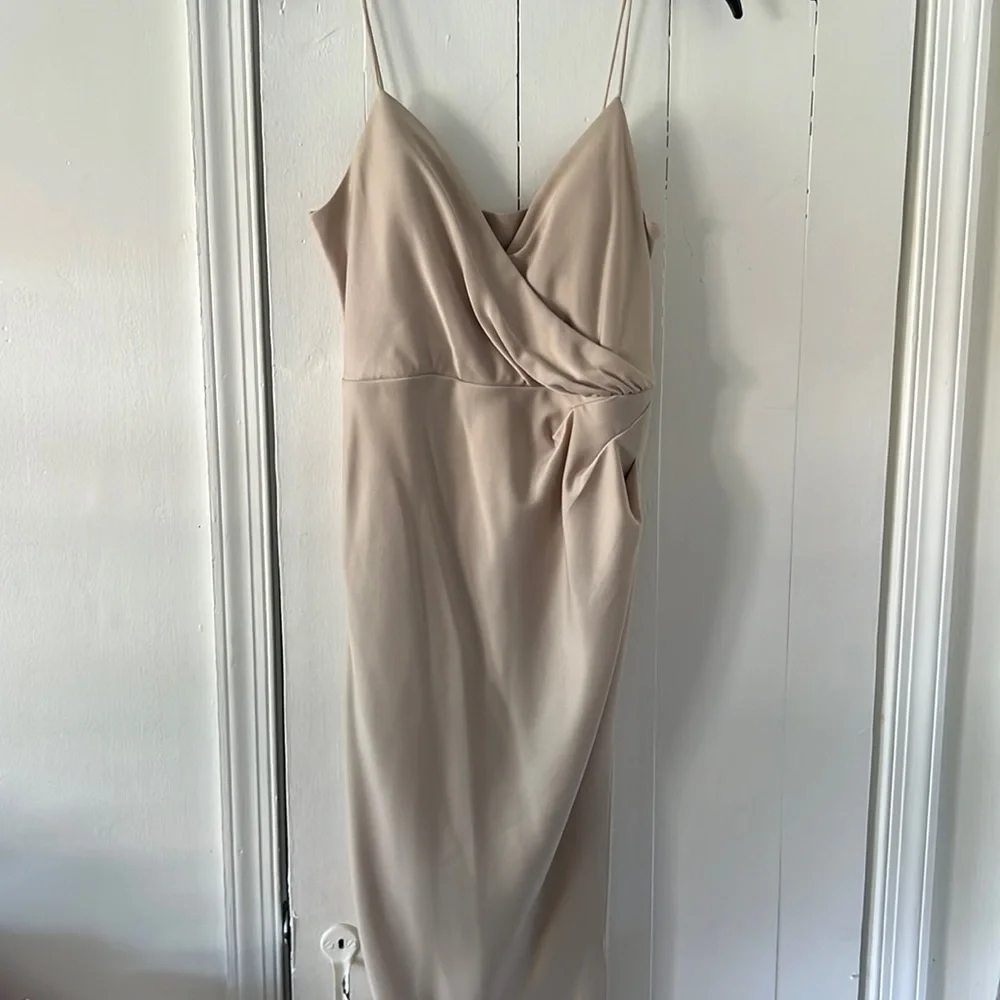 BHLDN Anthropologie Freya Satin Charmeuse Dress In Champagne - Picture 3 of 9